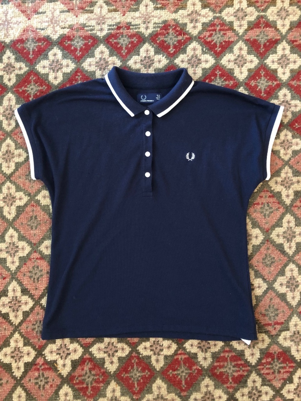 Fred Perry Peter Pan Collar Polo Navy Blue White sz Uk 10 US 6